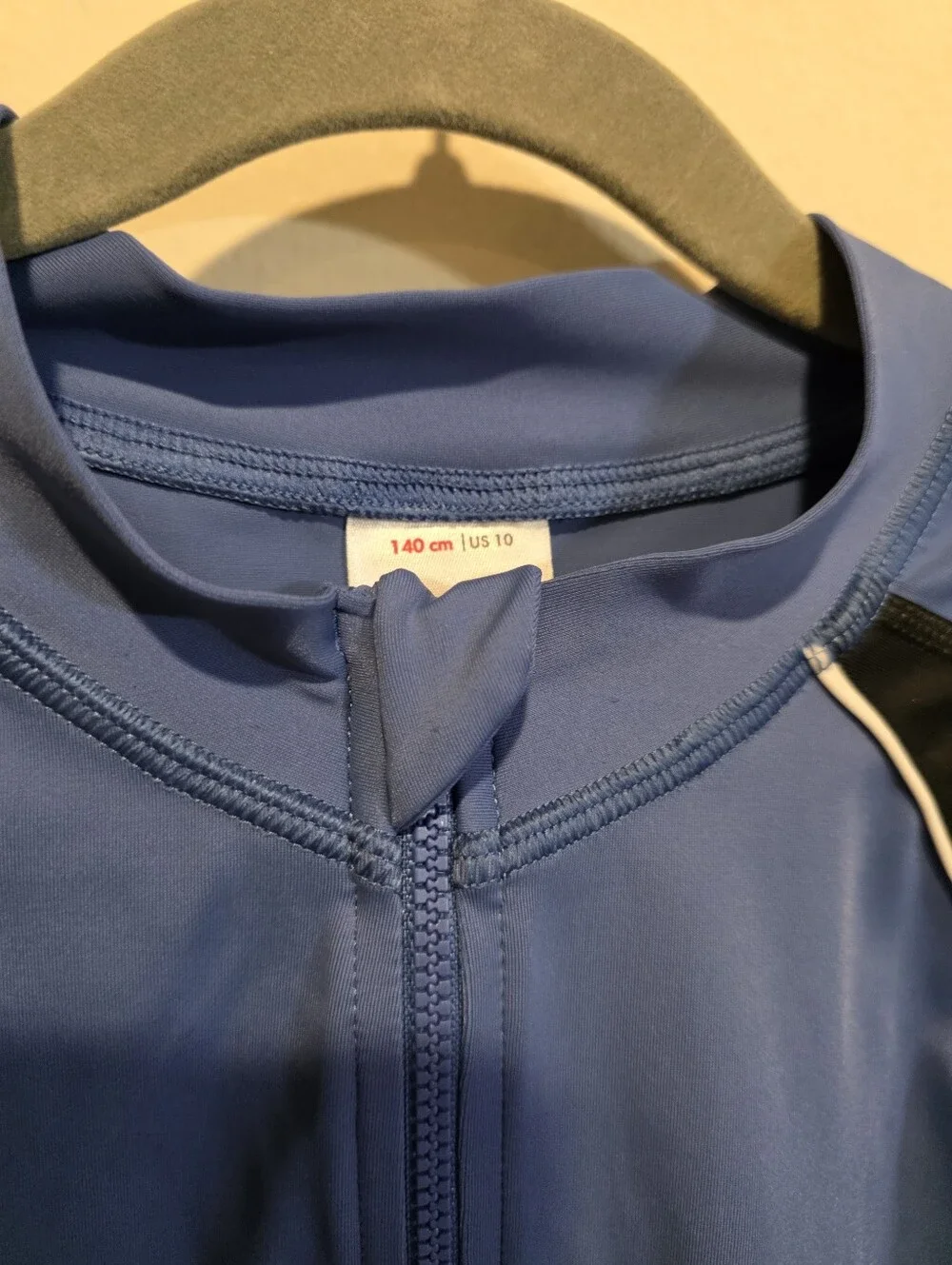 Hanna Andersson Kids Blue & Black Long-Sleeve Zip Rash Guard Swim Shirt